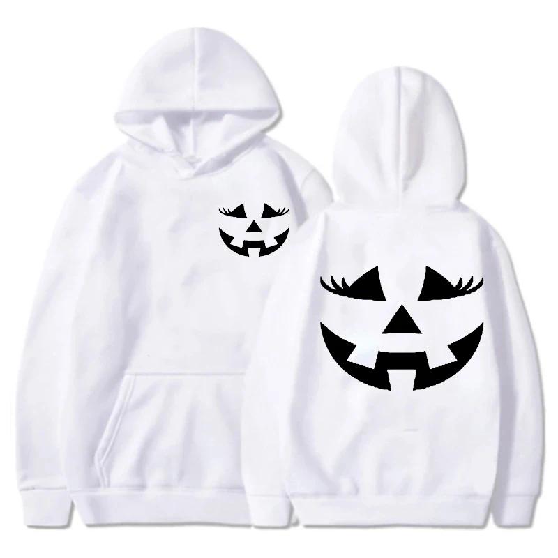 Толстовка с капюшоном с изображением тыквенного лица Jackolantern Funny Halloween Sportwear для женщин Halloween Crewneck Sweatshirt для женщин