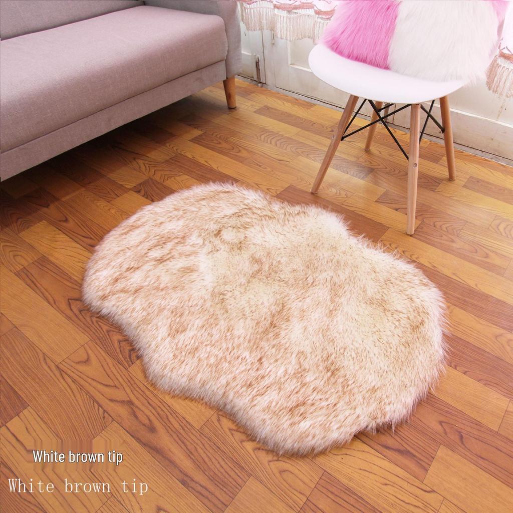 European Imitation Wool Plush Carpet - Gray and White