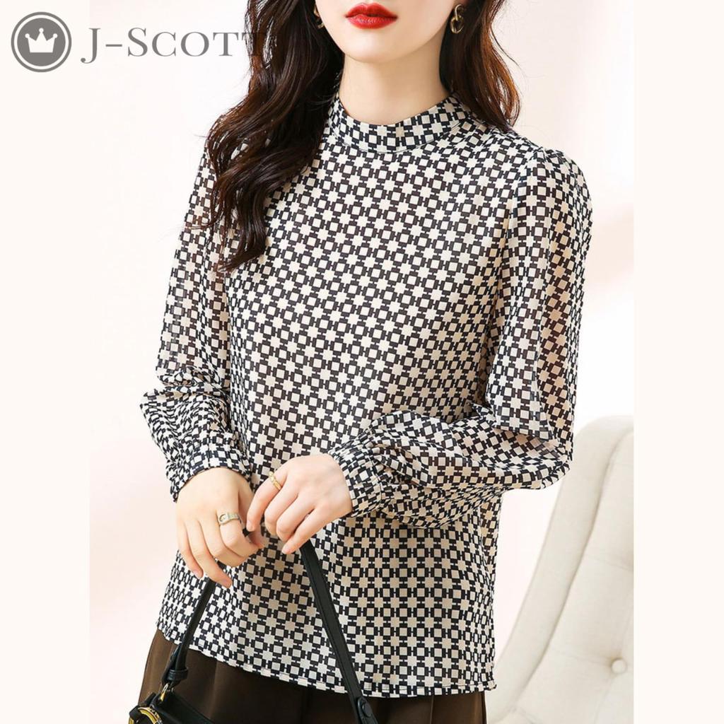 Printed Long Puff Geometric Sheer Stand Band Designed Full Regular Cool Long Sleeve Covers Your Looks Retro Puff Tall Looks 10 Minute Mock Smooth