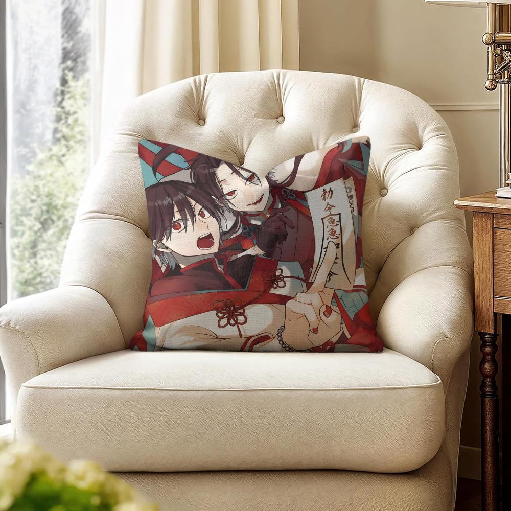 YYOUKAI GAKKOU NO SENSEI Cushion Cover Natural Linen Organic Fabric DoubleSided Printing Couch Pillow Covers Home Decor