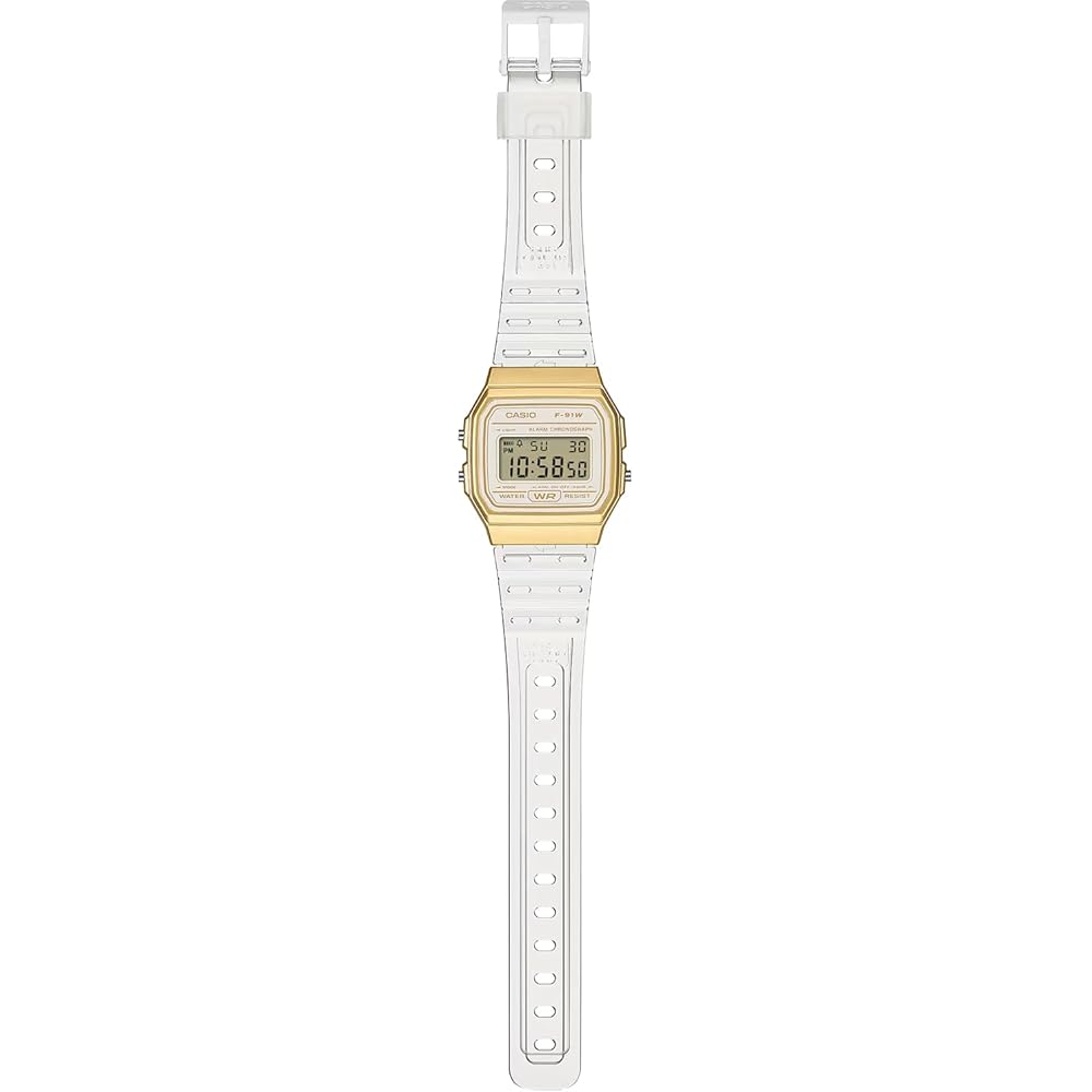 Casio F-91WS-7A2 Цифровые кварцевые часы Унисекс Золотой Прозрачный Цвет Модный Стиль