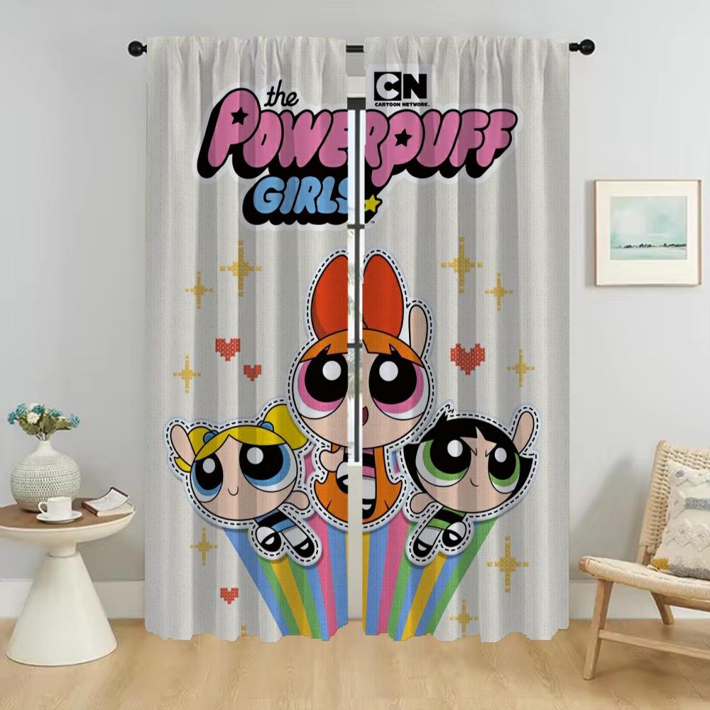 Современные шторы для гостиной для камеры Powerpuffs Home Interior Шторы 2 шт. Украшения на Хэллоуин Шторы для окон