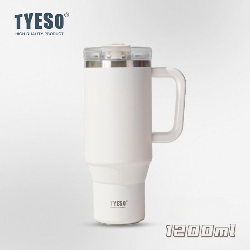 1200ml Tyeso Vacuum With Handle Bottle Stainless Steel Car Mug Straw Thermal Iced Travel Cup Tumbler Hot Cold Water Cup