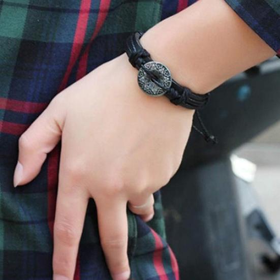 Мужчины Женщины Сплав Тай Чи Инь Ян Шаблон Искусственная Кожа Оплетка Браслет Цепь