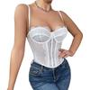 Women Corset Lace Splicing Low-Cut Style Slim Fit Design Elastic Fabric Corset Suspender Style Corset