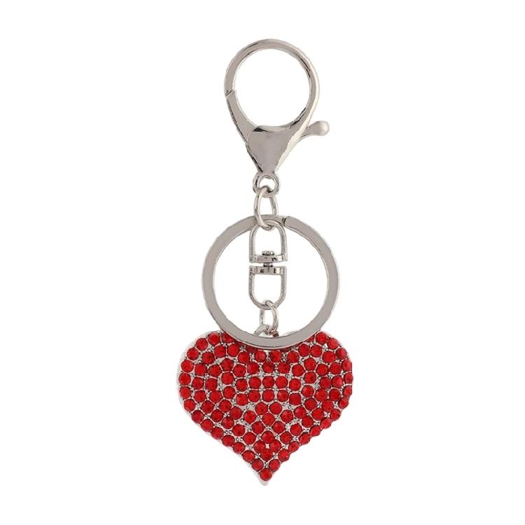 Stylish Heart Keychain Rhinestones Highlighted Charm Corrosion Resistant Key Chain for Keys or Bag Decoration