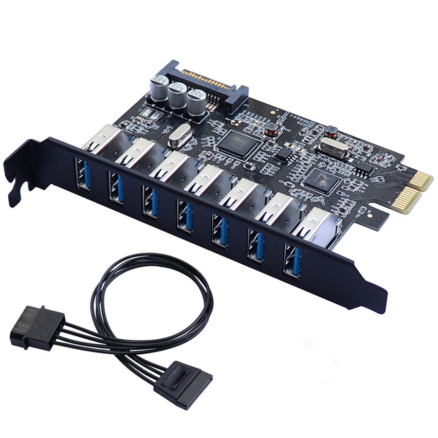 Сверхбыстрая карта PCI-E Express с 7 портами USB 3.0, 15-контактным разъемом питания SATA, адаптер PCIE с чипсетами VL805 и VL812
