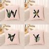Розовая наволочка с буквенным принтом, осенний декоративный чехол для дивана в стиле аниме