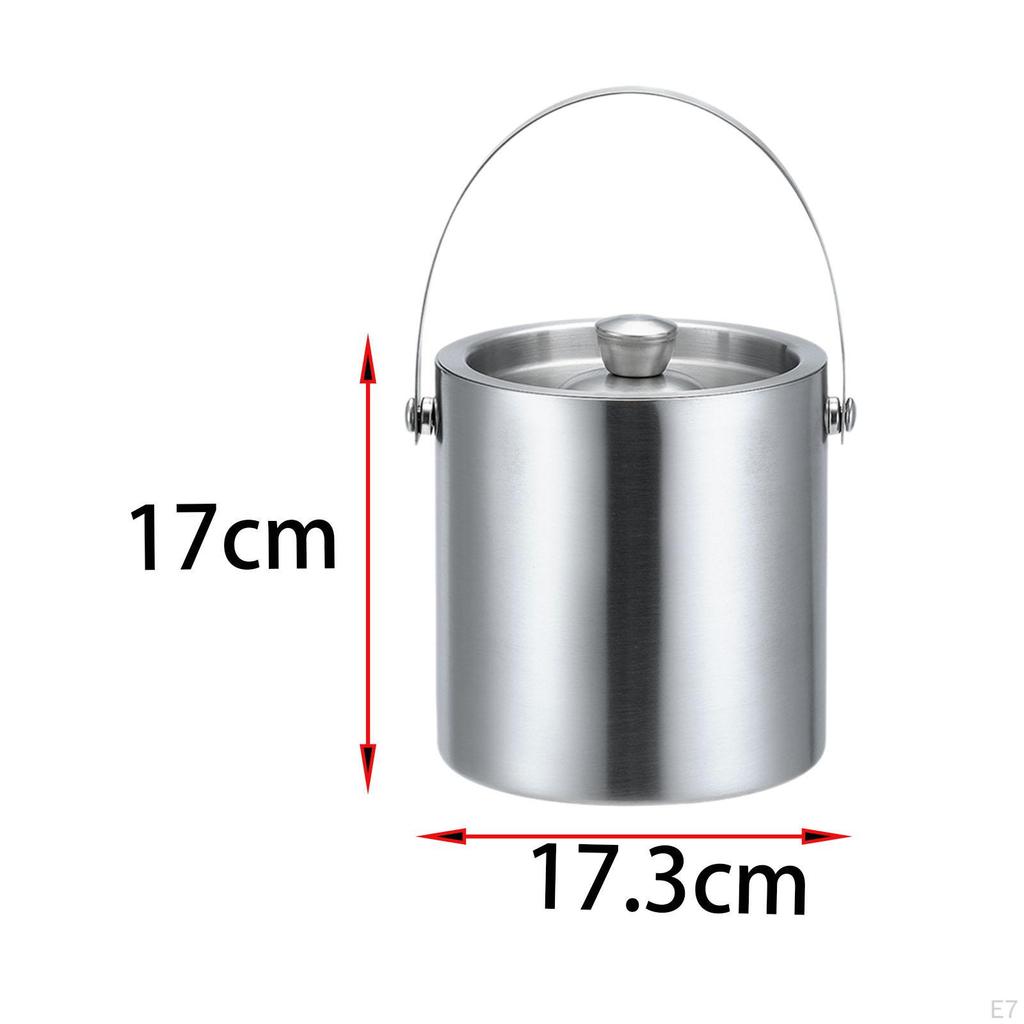 Ice Bucket Double Walled Cube Container Tub with Lid and Tongs for Dining Room