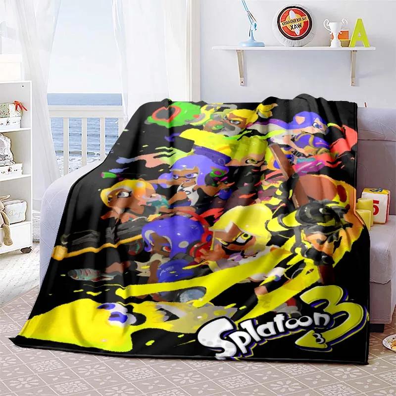 3D Game, Splatoon, Fashion Cute Cartoon Soft Plush Blanket, Flannel Blanket Game Player Bedroom Bed Sofa Nap Blanket grinch