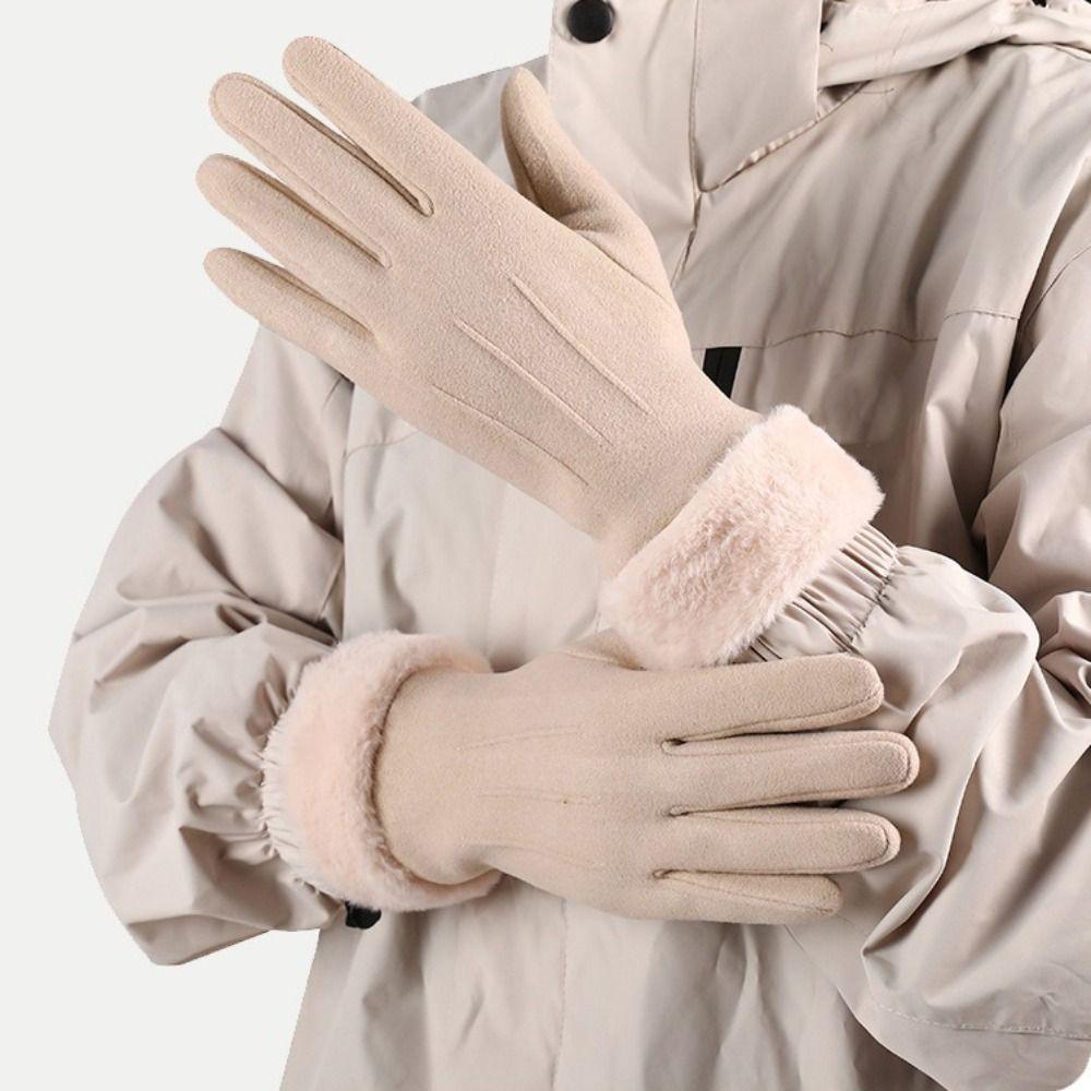 Thick Plush Gloves Outdoor Guantes Fashion Touchscreen Gloves Lady