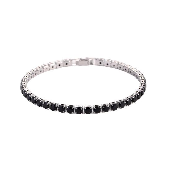 Women Bracelet Hip Hop Cubic Zirconia Polished Copper Simple Style Wrist Bangle