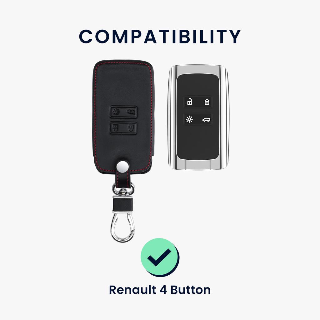 [kwmobile] Совместимо с: Смарт-ключ Renault с 4 кнопками (Только модели, совместимые с Keyless Go) Чехол для ключей - Защитный чехол для ключей - ПУ кожа, Синий/Черный
