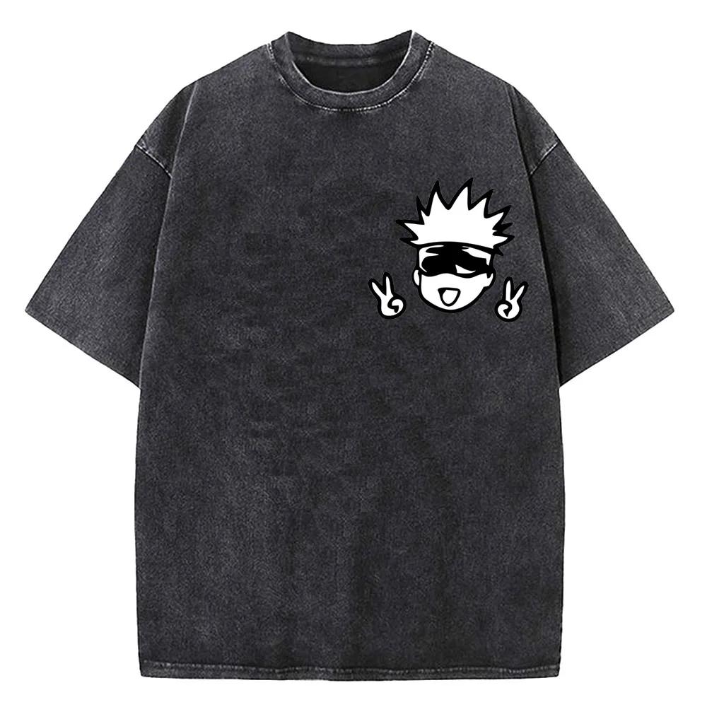 Unisex Anime Jujutsu Kaisen Gojo Satoru T Shirts Washed Men Women 100Cotton T-Shirts High Quality Retro for Men Women Tops Tees