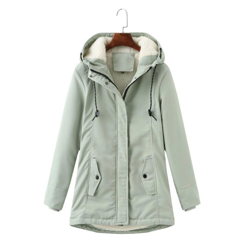 Женская зимняя парка с капюшоном Warmth Plus Velvet Coats Thicken Contrast Casual Cotton Jacket Autumn Winter Upperwears