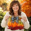 Thanksgiving Pumpkin Decoration Fall Welcome Sign, Door Hanger, Wooden Decor Harvest Sign Hanging Porch for Autumn Farmhouse Wall Solid Wood