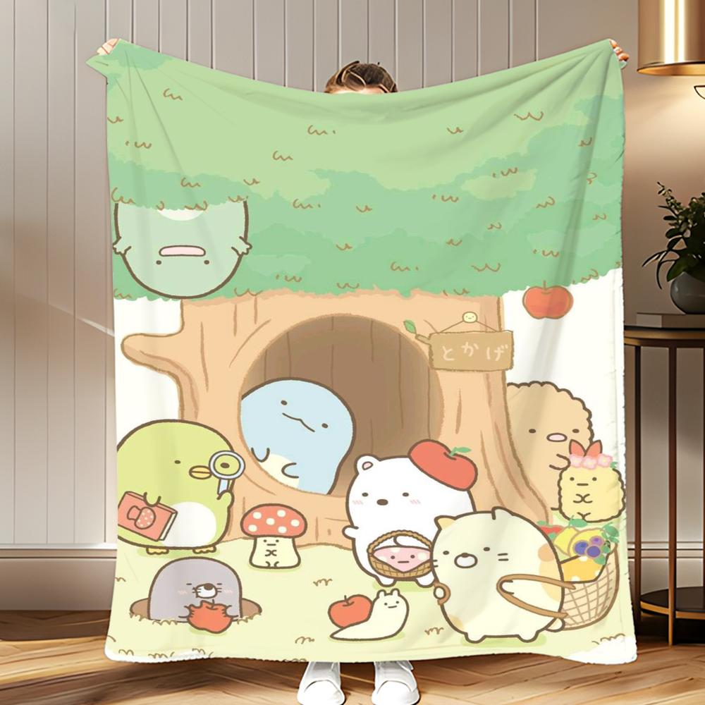 character IP Sumikko Gurashi Throw Soft Coral Fleece Blanket 310gsm Fluffy Warm Throw for Sofa Bed Couch Bedroom Decor