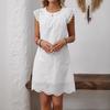 Женское летнее повседневное платье с короткими рукавами и свободным белым кружевом