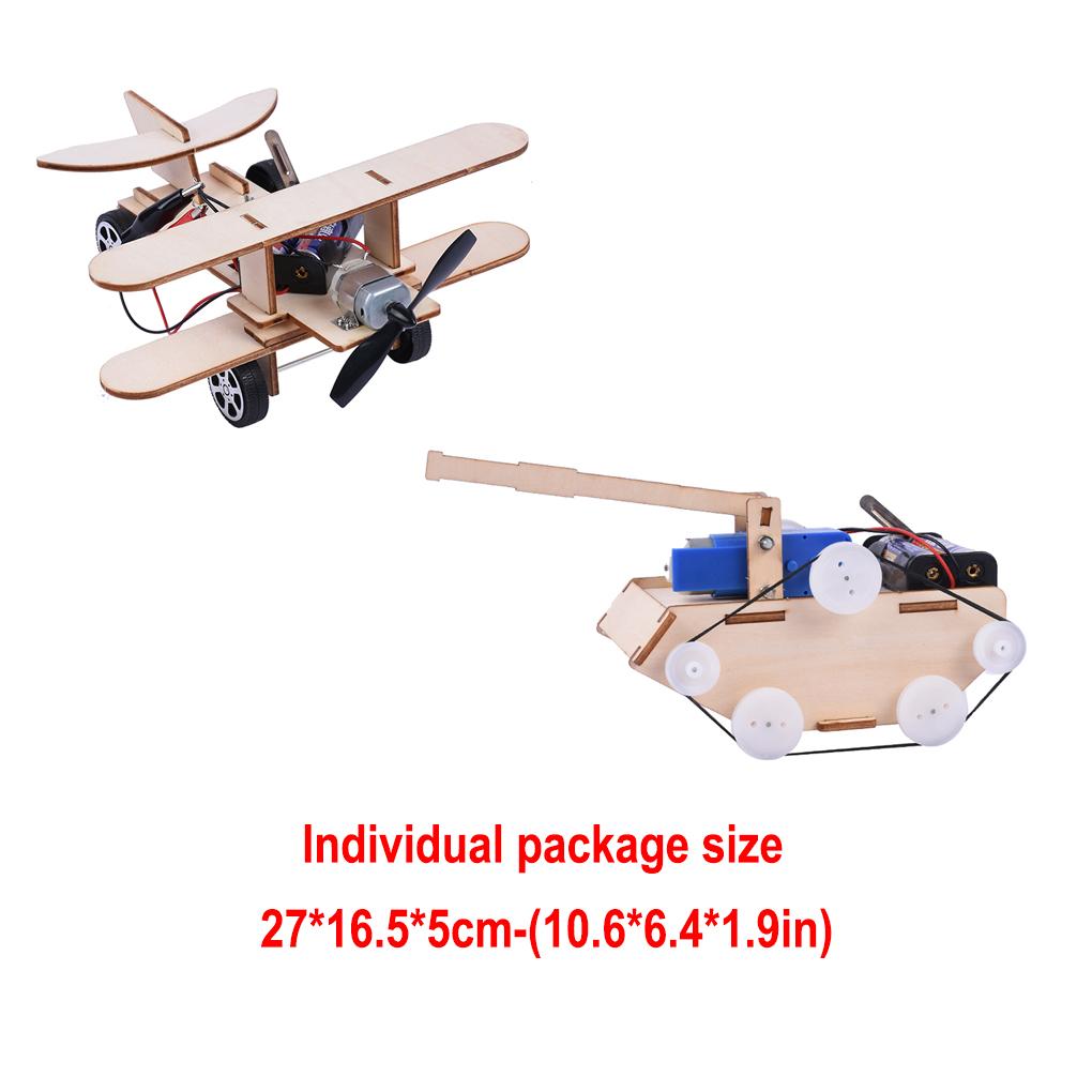 1 Set Kids' Vehicle Woodworking Toys Tank Model Brain-build Teaching Tools Manual Skills Circuit Building Aircraft Models