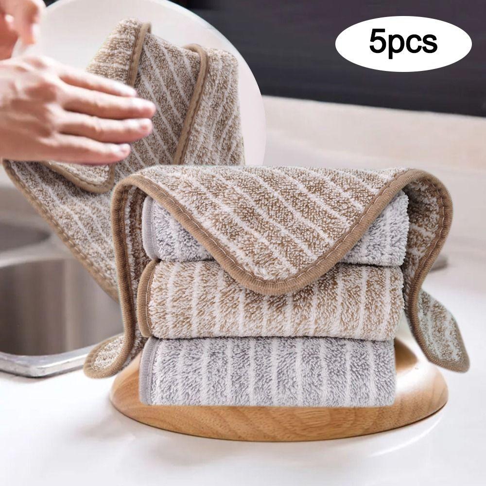 5 шт. сменное полотенце из микрофибры, впитывающее кухонное полотенце для мытья посуды с антипригарным покрытием, тряпки для мытья посуды