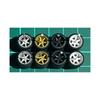 1/64 Scale Custom Wheels, Set of 4, 6-spoke, Silver, Gold, Black, and White, AH0010, Approximately 10.8mm, for Miniature Cars, Etc.