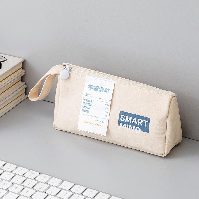 Creative Trendy Twill Canvas Pencil Case: Large Capacity, Portable Storage Bag for Students