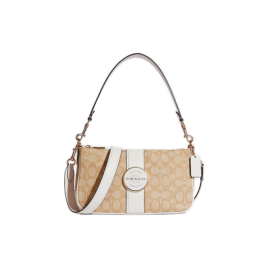 New COACH Lonnie Fabric With Leather Shoulder Bag Handbag Crossbody Bag Shoulder Bag Women's Light Khaki C8306-IMDQC