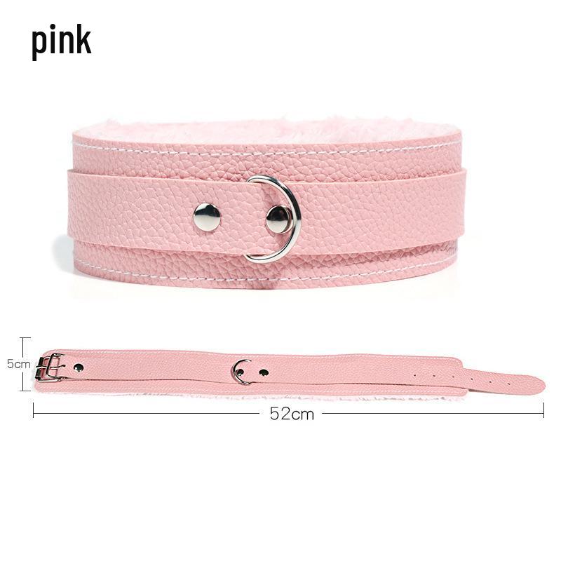 Jiuai SM Leather Collar & Metal Chain Leash - Fun Alternative Adult Sex Toys for Couples