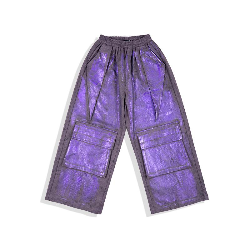 Модный комплект для девочек: бюстгальтер-бандо и длинные брюки с пайетками для джазовых танцев - костюм для уличных танцев.