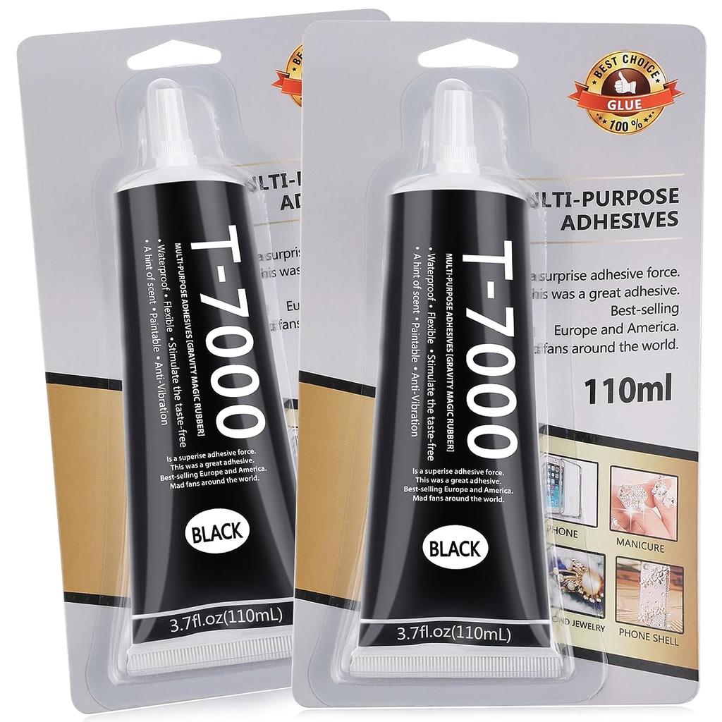 2PCS T 7000 Pone Repair Glue, Multipurpose T-7000 Glue Black Adhesive for Phone Screen Repair, Craft, Wooden, Leather, Shoes