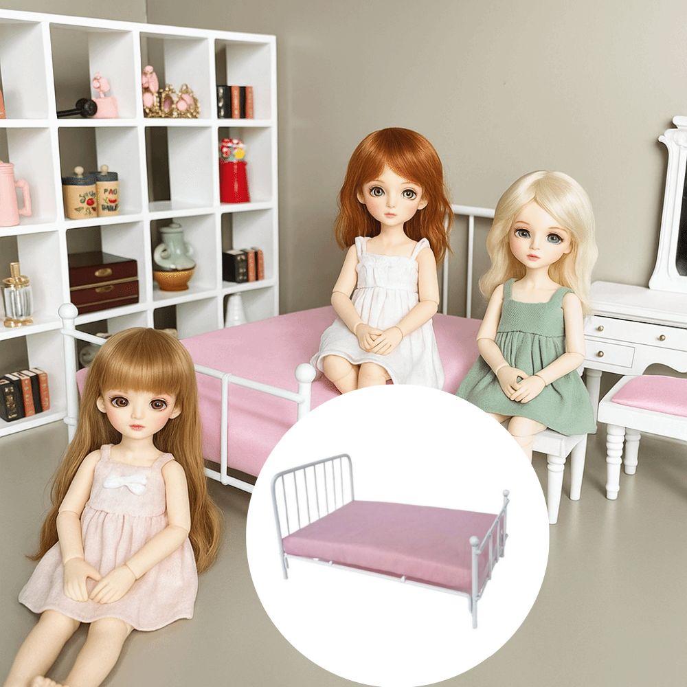 Bedroom Scene Dollhouse Bed 1:12 Scale Mini Bed Model Miniature Doll Bed Furniture DIY Toy