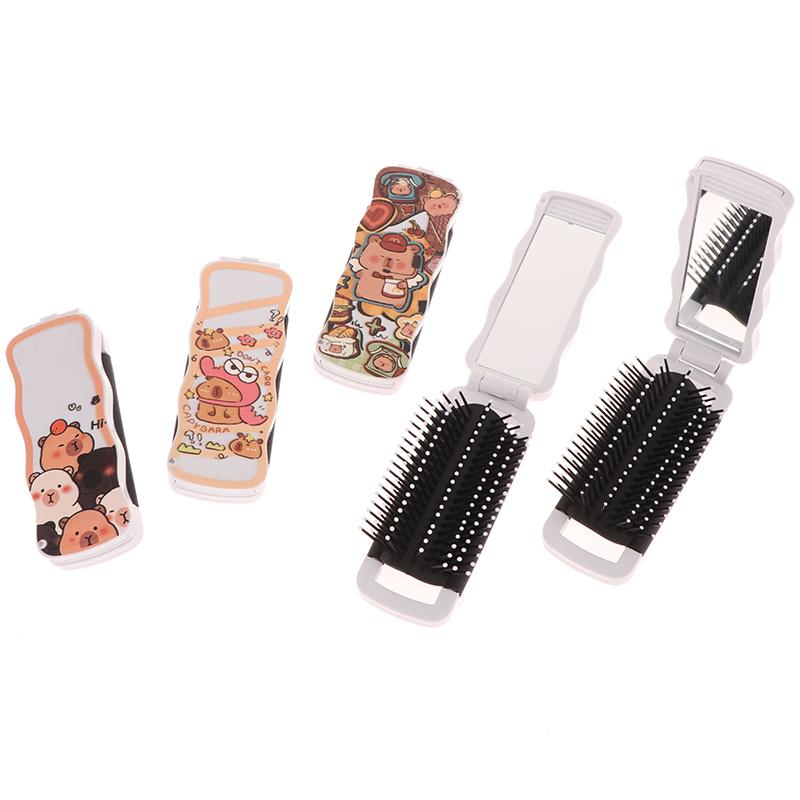 Мини-щетка для волос, складная массажная расческа, массаж головы, антистатическая портативная дорожная щетка для волос, расчески для волос для девочек с зеркалом