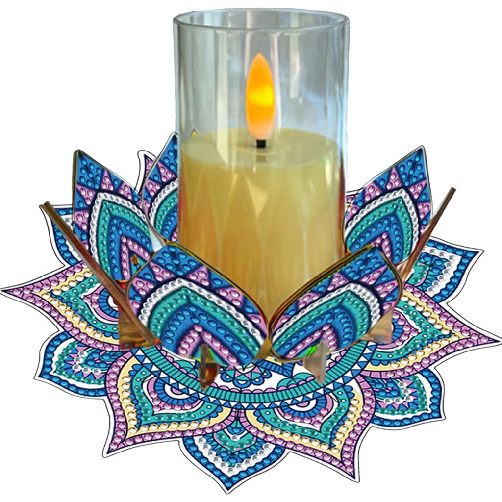 Mandala Acrylic DIY Candlestick Diamond Art Painting Kit Without Candles Table Centerpiece for Adults Home Party Decor