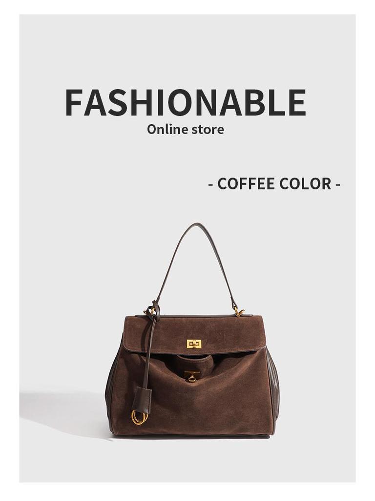 Зимняя замшевая женская сумка-кроссбоди в стиле ретро с цветными блоками - Большая вместимость и универсальная мода