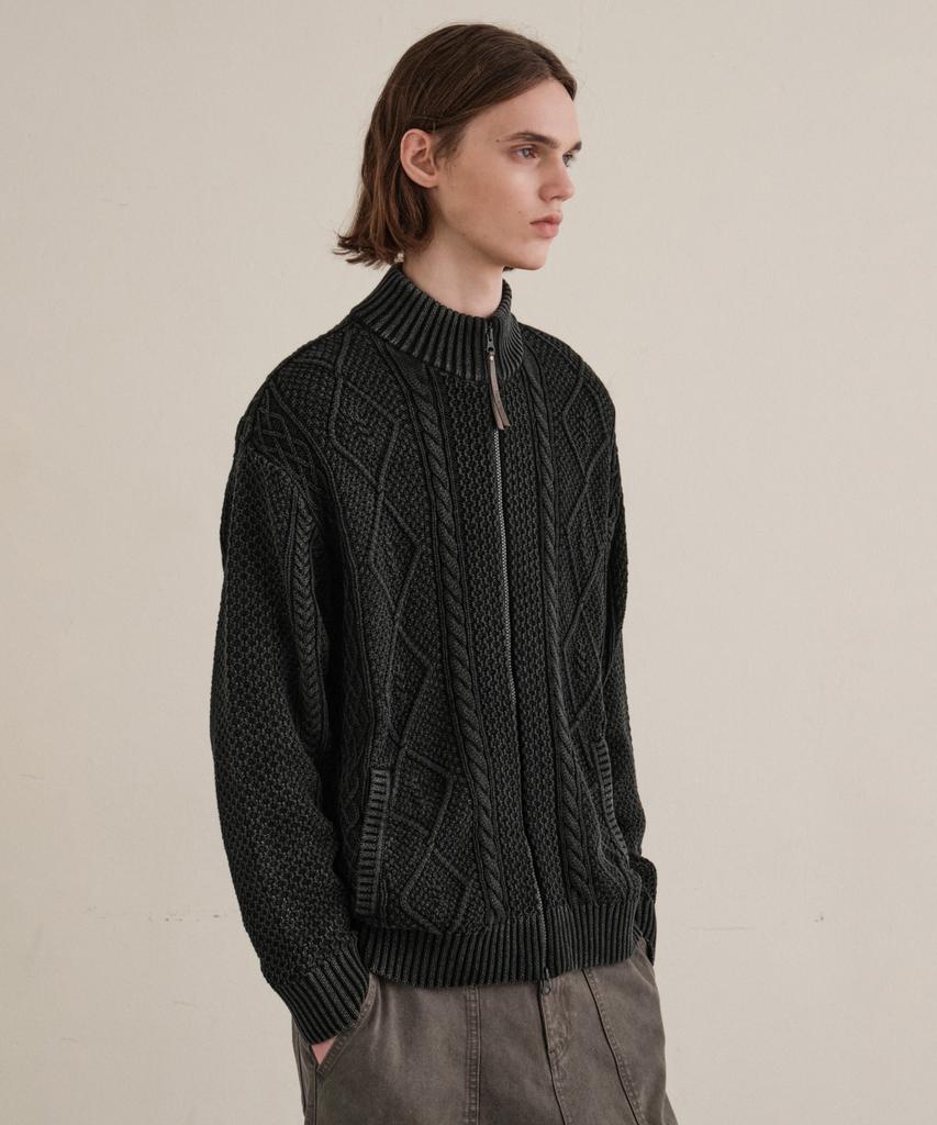 HELEMENT Turtle Pigment Zip-Up Knit (D/Grey)