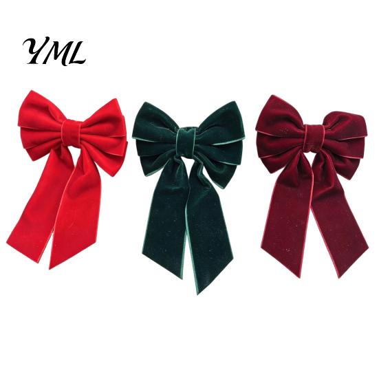 Classic Christmas Table Ornaments 6Pcs Velvet Bow Napkin Rings, Fabric Holders, Red Elegant Retro Decorations Green Rings for Dinner Holiday