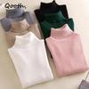Turtleneck Sweater for Women Solid Color Knit Top Long Sleeve Essential Basics QT2788