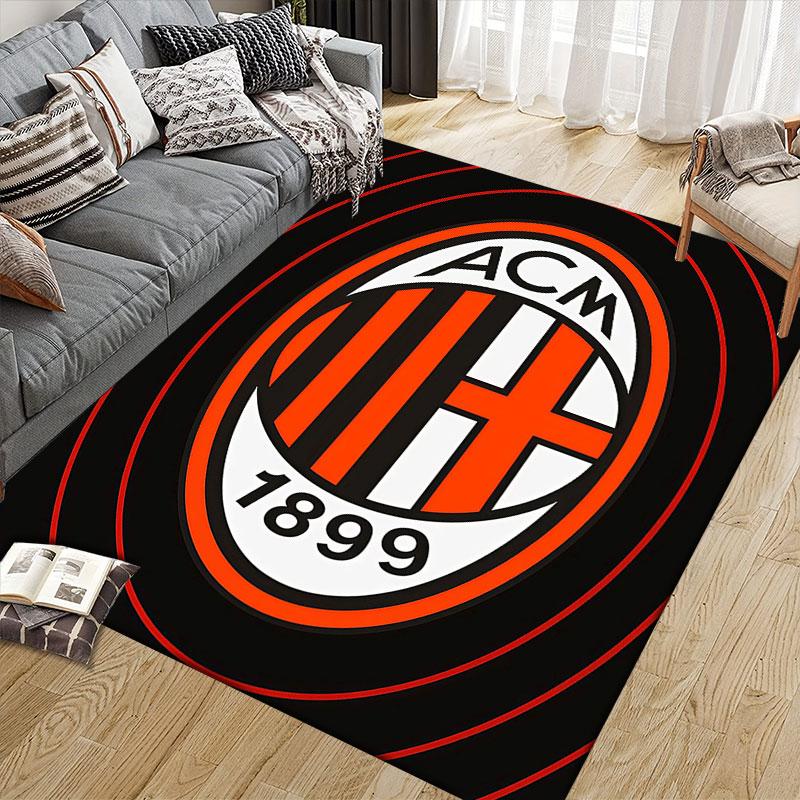 Black ACM Flannel Printed Carpet, Home Sofa Decoration for Living Room & Bedroom, Non‑Slip Play Flannel Floor Mat for Game Room