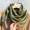 Spring New Plain Crepe Satin Mulberry Silk Silk Scarf Women's High Sense Golden Lamp Peony Printing Silk Square Scarf Silk Gift