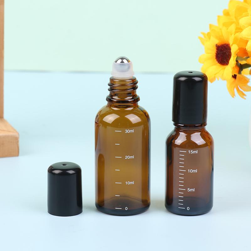 1 шт. Янтарный шариковый флакон для эфирных масел, пустой флакон для духов, многоразовый контейнер для жидкости, 5/10/15/30/50/100 мл