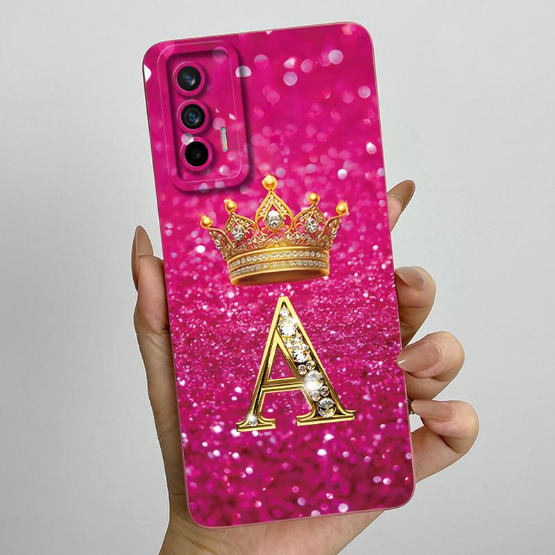 Для Realme GT Neo Flash / Neo 2T / Q3 Pro 5G Модный Чехол для Телефона с Первоначальной Буквой для Пары Мягкий Силикон ТПУ Защитный Чехол для Камеры