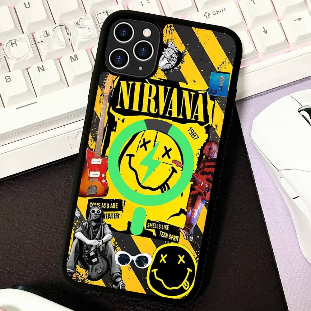 Чехол-магнитный беспроводной чехол для телефона Rock Classic N-Nirvana Band Для IPhone 17 16 15 14 13 12 11 Pro Max Для Magsafe