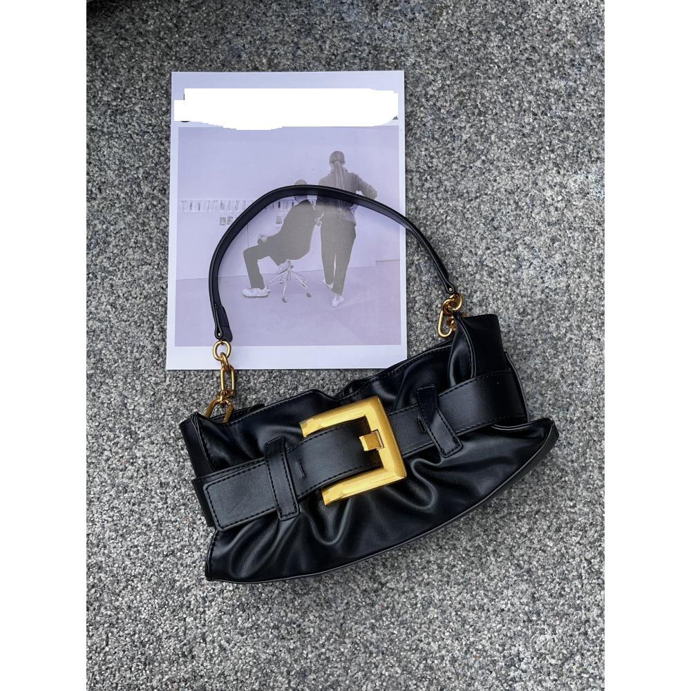 2025 Новый стиль Легкая сумка из искусственного меха на плечевом ремне-цепочке пяти золотых звеньев Женская одноплечевая подмышечная сумка большой вместимости