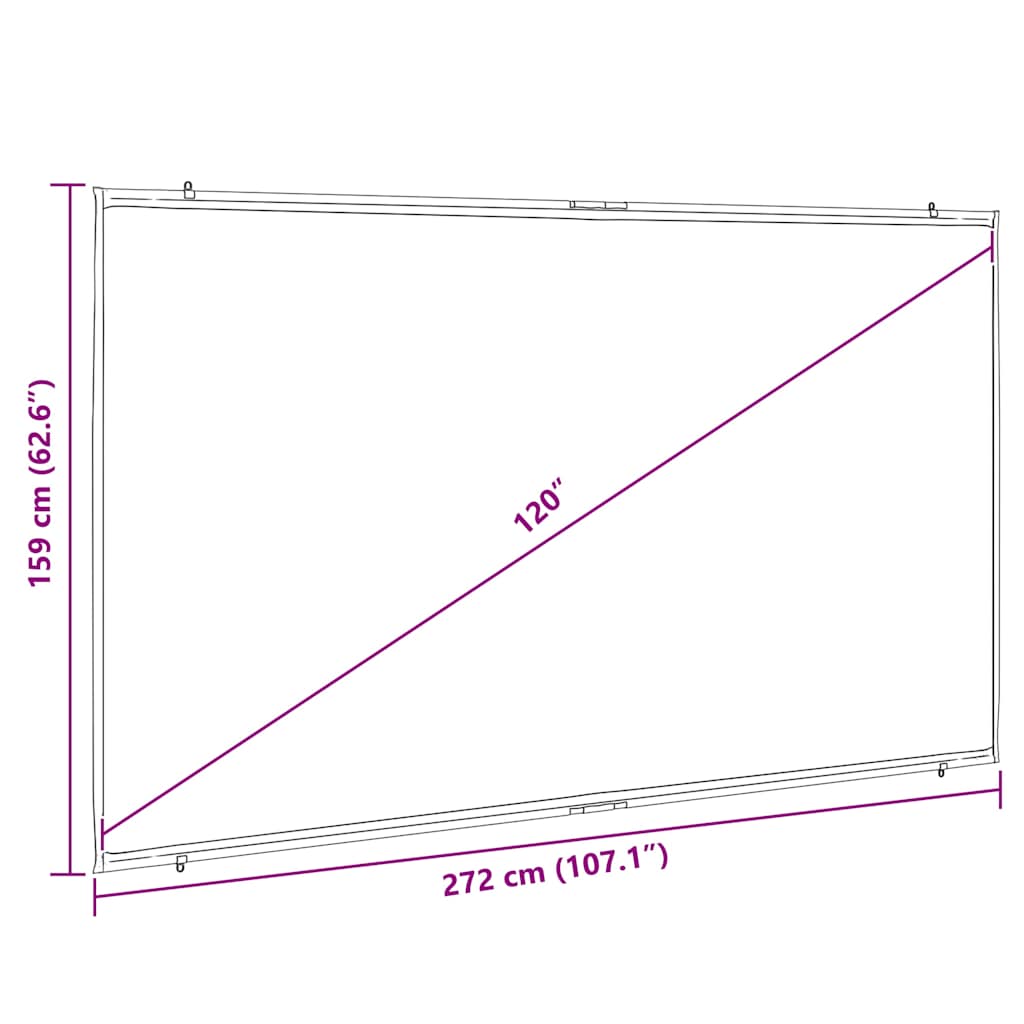 Projector Screen Wall Mounted 120 inch 16:9 Aspect Ratio