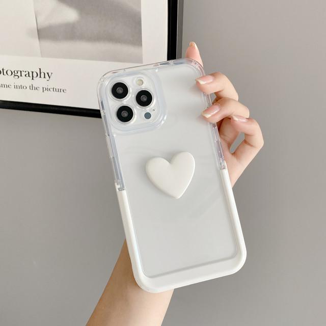 6 цветов Ins Love 3d Heart Cute Stand Holder Чехол для телефона с мультяшной парой для Iphone 13 Pro Max 11 12 Promax Противоударная задняя крышка
