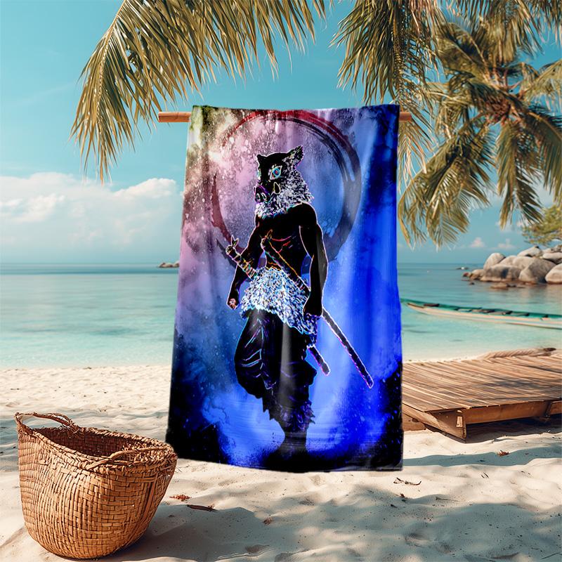 Japanese artist Koyoharu Gotouge's Demon Slayer beach towel, outdoor camping vacation swimming beach towel, outdoor absorbent bath towel blanket K11