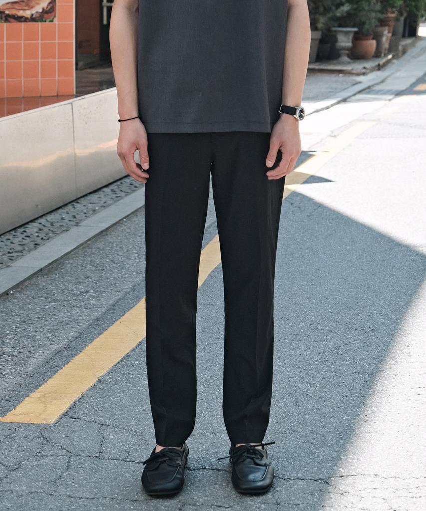STCO Imported Polyester Full Elastic Waist Tapered Pants_Black (Tapered Fit)_Spaxb34Tsb