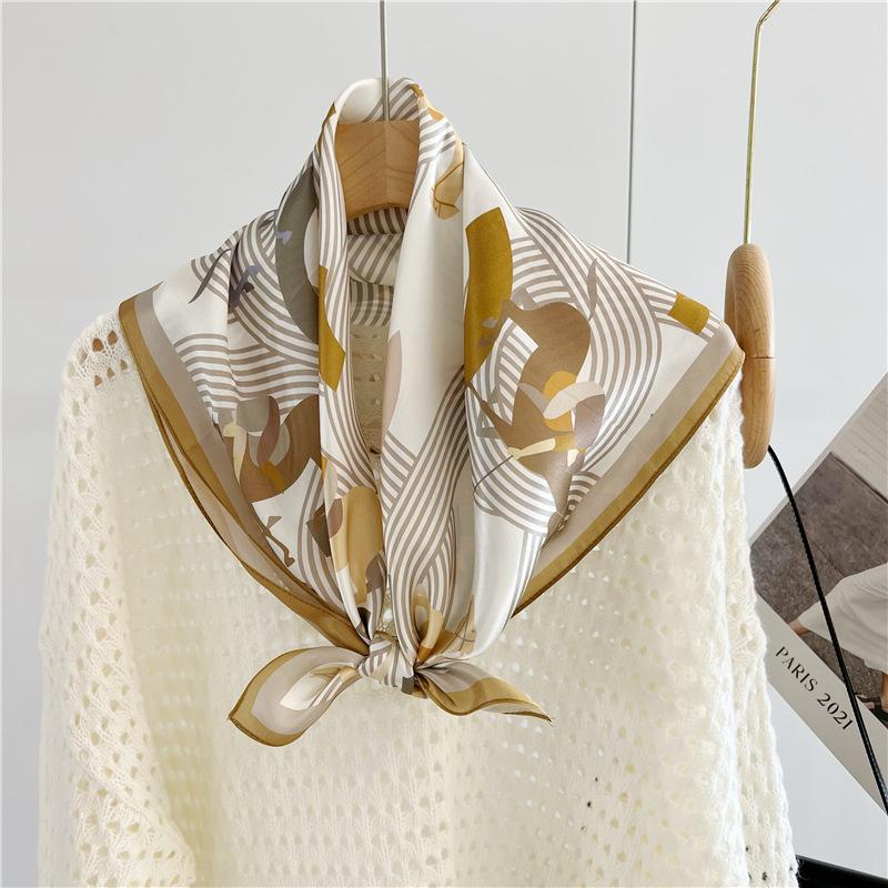 Silk Silk Scarf Women'S Season Versatile Elegant French 70Cm Chinese Square Scarf Mulberry Silk Scarf Multifunctional Shawl