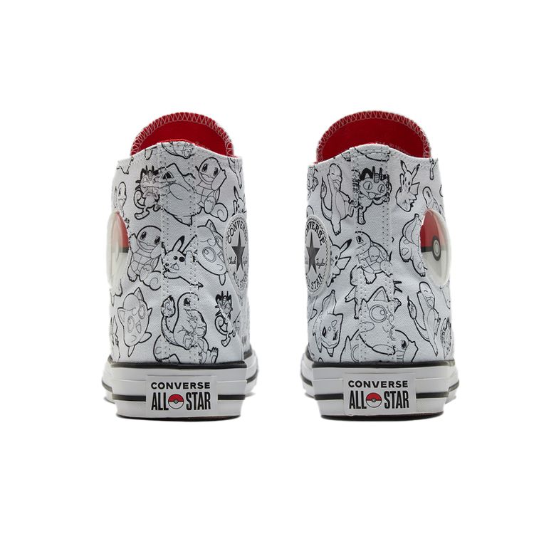 Pokemon x Converse Chuck Taylor All Star High Кроссовки Унисекс Белый Черный Университетский Красный A01651C