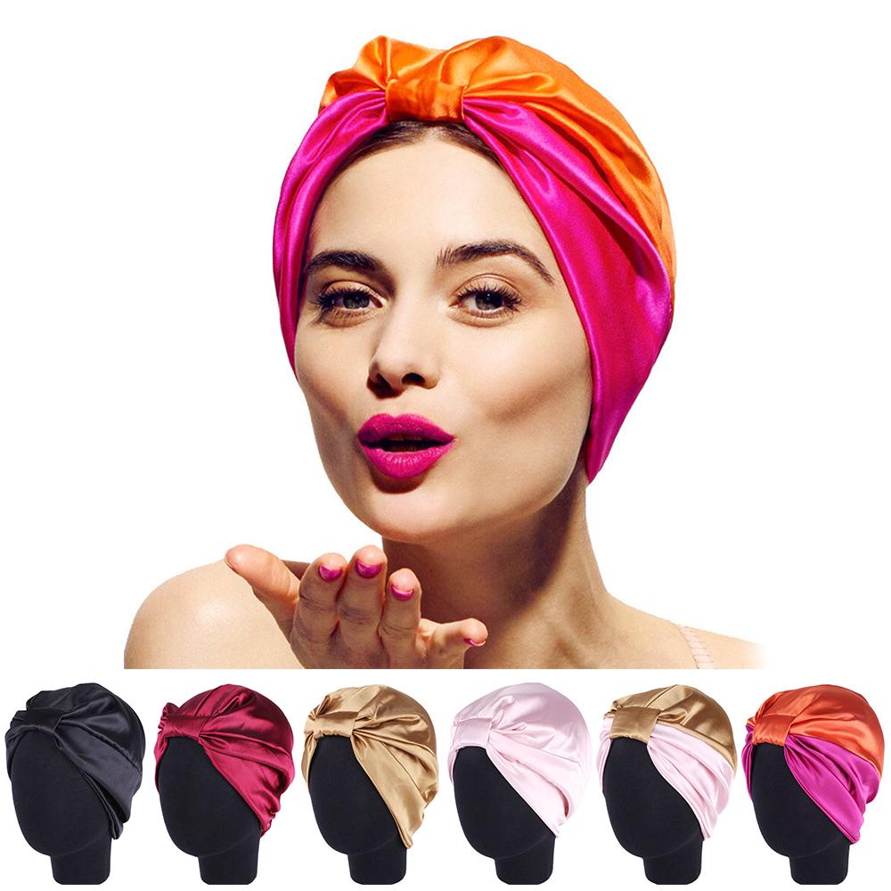 Мягкая шапочка-обертка для головы, шапка-тюрбан с сатиновой подкладкой, салонная шапочка, эластичная повязка для волос, ночная шапочка для сна